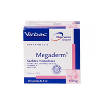 Virbac Megaderm papildas šunims ir katėms iki 10 kg nuo odos problemų, 28 x 4 ml