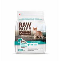 Raw Paleo Vet Expert Cat Sterilised sausas maistas sterilizuotoms katėms su vištiena, tunu, lašiša, 250 g