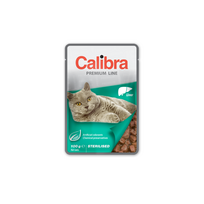Calibra Pouch Premium Cat Sterilised Liver drėgnas maistas sterilizuotoms katėms, 100 g