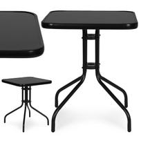 Kvadratinis sodo stalas, 60 cm, grūdinto stiklo stalas sodui, terasai, balkonui, juodas, „MultiGarden“