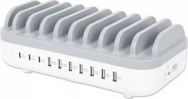Manhattan Charging Station, 10x Ports: 3x USB-C (up to 18W PD) and 7x USB-A (up to 12W), 120W Total Output, White/Grey, Three Year Warranty