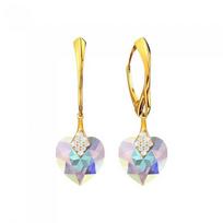 Sidabriniai auskarai moterims DiamondSky „Cute Valentine (Aurora Borealis)“ su Swarovski kristalais