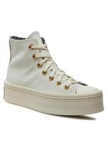 Converse A07204C CTAS Modern Lift Hi Egret/Trek Tan/Gold laisvalaikio batai – platforminis padas ir madingas dizainas