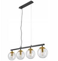 Lamkur Eloise 47447 pakabinamas šviestuvas modernus sija su stikliniais gaubtais 4x15W E14 Black/Brass | 47447 | 5907687447447
