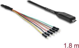 Delock Konverter USB 2.0 Type-C™ zu UART TTL (3,3 V) Schnittstelle mit 6 x Pfostenstecker TX/RX/CTS/RTS und 3,3 V Ausgangsspannung 1,8 m (64358)