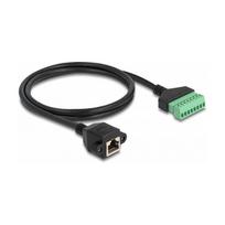 DeLock RJ45 Kabel Cat.6 Buchse zu Terminalblock Adapter zum Einbau 1 m 2-teilig