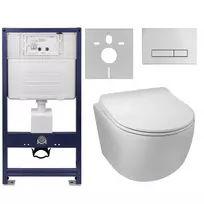 Potinkinio WC rėmo komplektas su pakabinamu klozetu Luna ir pasirenkamu mygtuku Balneo Fix-Frame Standart