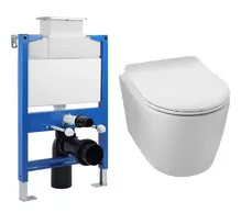 Potinkinio WC rėmo komplektas su pakabinamu klozetu Balneo Luxa Rimless be mygtuko Balneo Fix Frame Low