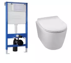 Potinkinio WC rėmo komplektas su pakabinamu klozetu Balneo Luxa Rimless be mygtuko Balneo Fix Frame