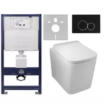 Potinkinio WC rėmo komplektas su pakabinamu klozetu ir pasirenkamu mygtuku Balneo Fix-Frame Standart