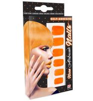 Set of "12 SELF-ADHESIVE NEON ORANGE AIRBRUSH NAILS"