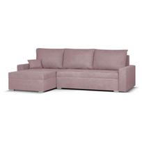 Kampinė sofa-lova MATI rožinė 140x200 cm miegamoji dalis ir patalynės dėžė