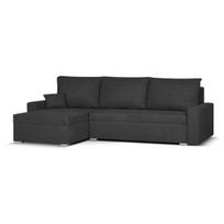 Kampinė sofa-lova MATI juoda moderni konstrukcija 140x200 cm miegamoji vieta su dėže
