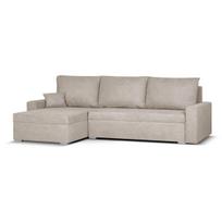 Kampinė sofa-lova Nenurodyta MATI smėlio spalvos audinys, miegamoji funkcija, patalynės dėžė
