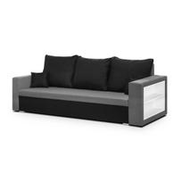 Sofa-lova SAM1 3-vietė juoda/šviesiai pilka, modernus audinys, 140x190 cm miegamoji vieta