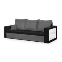 Sofa-lova SAM1 3-vietė šviesiai pilka/juoda modernus dizainas miegojimo funkcija su daiktų laikymu