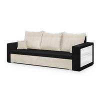 Sofa-lova SAM1 3-vietė kreminė/juoda modernaus dizaino su išskleidžiama miegojimo funkcija