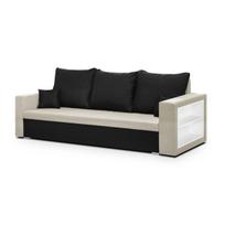 Sofa-lova SAM1, 3 vietų, 140x190 miegamoji dalis, moderni smėlio spalvos medžiaga