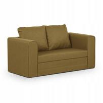 Sofa-lova – moderni – geltonas gobelenas, miegamoji vieta 112x190, su kojelėmis