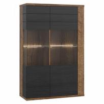 Vitrina Forte Lacjum LCJV521R-N09 stiklinė moderni ruda, su durimis