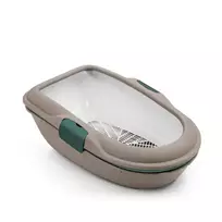 stefanplast Furba Chic Cat Toilet, light grey | green, 59x39x22cm