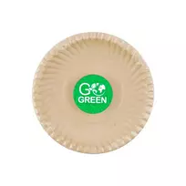 GoGreen Compostable sugarcane plates with Go Green pattern, Ø15cm, 10 pieces/0.08kg