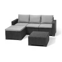 Keter Garden corner sofa and table, California Chaise Lounge, gray