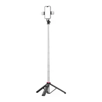 Hurtel Selfie stick WC13YDS telescopic tripod, 1.3m, with double lamp and phone holder – black