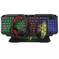 Xtrike me Set 4-in-1 Combo CMX-415 EN on-ear headphones + keyboard + mouse + mouse pad, black/white