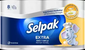 SELPAK Paper towels Extra Calorie Absorb, 3-ply, 9m, 75 sheets, 8 rolls