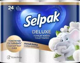 SELPAK Deluxe Cotton Toilet Paper, 3-ply, 15.6m, 130 sheets, 24 rolls