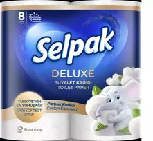 SELPAK Deluxe Cotton Toilet Paper, 3-ply, 15.6m, 130 sheets, 8 rolls