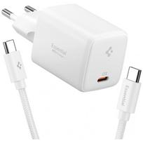 Spigen Essential EE451EU 45W USB-C Wall Charger + USB-C to USB-C Cable, White