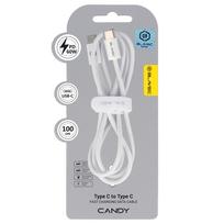 Blavec Kabelis Candy pintas – Type C į Type C – PD 60W 3A 1 m Apple CarPlay/Android Auto (CCA-CC3W10) baltos spalvos
