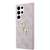 GUESS PU 4G Metal Logo Case for Samsung Galaxy S24 Ultra in Pink