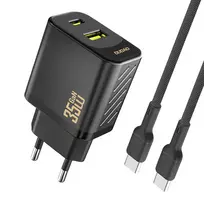 Dudao A27 MaxC travel charger | 35W | USB-C, USB-A | with USB-C to USB-C cable included | black