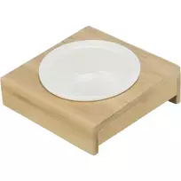 Trixie Bowl with holder, ceramic/bamboo, 0.25l/ø 12cm/15×5×15cm