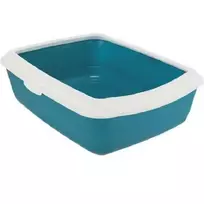 Trixie Cat litter tray: Classic cat litter tray with rim, 37 × 15 × 47 cm, petrol/white