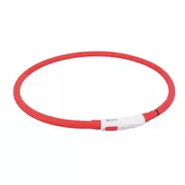Trixie Reflective dog collar – Flash light ring, USB, silicone, XS-XL: 70 cm | ø 10 mm, red