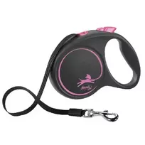 Flexi Inertia leash for dogs - Trixie BLACK DESIGN, tape leash, S: 5 m, pink