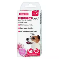 beaphar Fiprotec dog flea and tick treatment for dogs, 2 to 10 kg, 1 pipette.