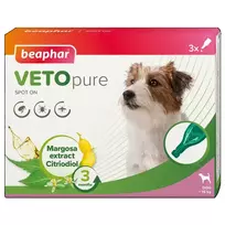 beaphar Protection against fleas and ticks - VETOPURE SPOT ON S-M DOG, 3 pieces