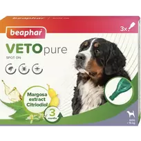 beaphar Veto Pure Spot ON, L Dog, 3-pack for collars and ticks.