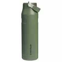Stanley Thermos bottle with straw—the IceFlow Bottle Flip Straw 2.0, 1.06L, dark green