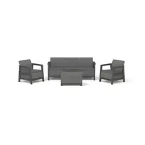 Keter Scandi Linea 3-Seater Garden Furniture Set in Grey