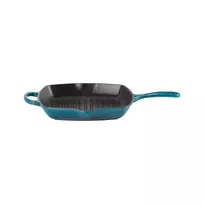 LE CREUSET Square cast iron grill pan, 26x26cm, blue