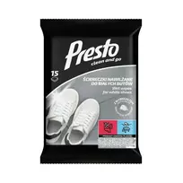 PRESTO 15 wet wipes for cleaning white shoes.