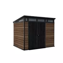 Keter Deco Pent 9x7 walnut garden shed