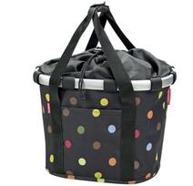 Krepšys ant vairo Bikebasket juodas su spalvotais taškais 350x280x260 mm 15L
