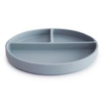 Mushie prilimpanti silikoninė lėkštė su skyriais Powder Blue, mėlyna